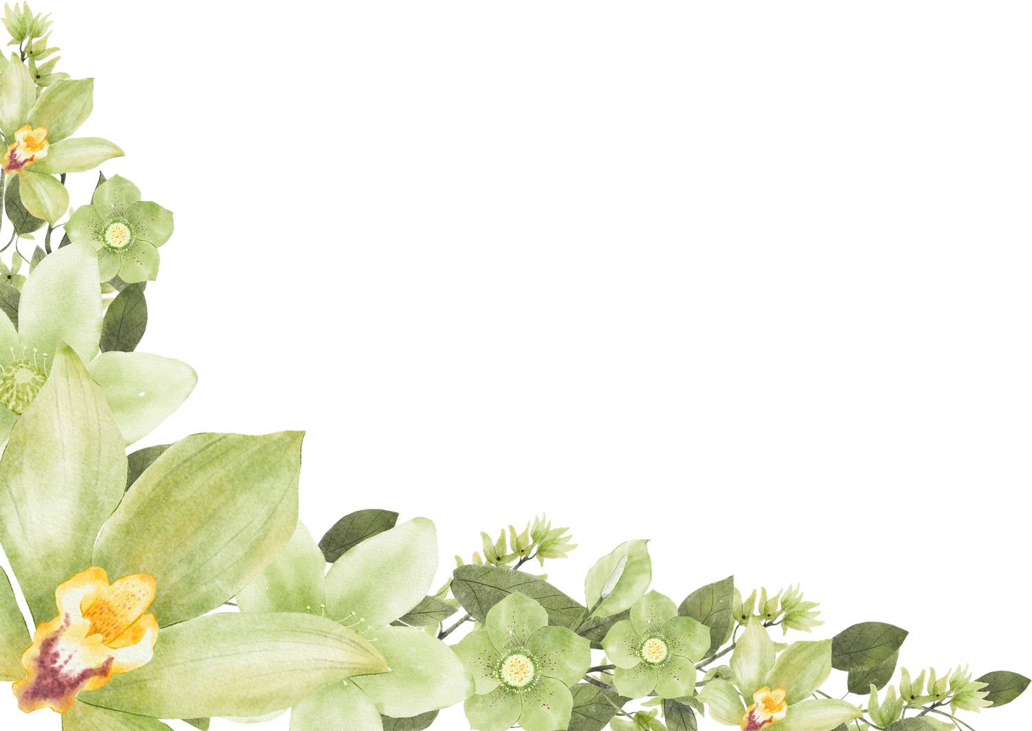 Green Watercolor Flower Background