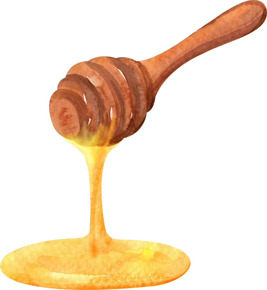 honey flowing from a dipper wooden spoon, honey drop
